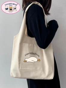 Fashionable & Versatile Duck Print Women Tote Bag - Beige - View 5