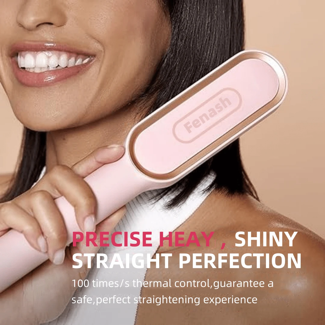 FENASH Ring Pink Hair Straightener Brush – Hair Straightening Iron With Built-In Comb, 20s Fast Heating & 5 Temp Settings & Anti-Scald, Perfect For Professional Salon At Home TYMOO - 查看 1