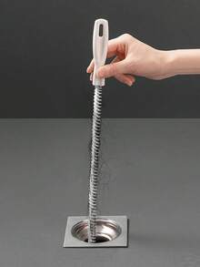 4pcs Drain Cleaning Tool Set (With Storage Hook), Includes Flexible Drain Snake And Brush, Effectively Removes Hair From Kitchen And Bathroom Sinks, Collects Hair And Cleans Pipes - White - View 5