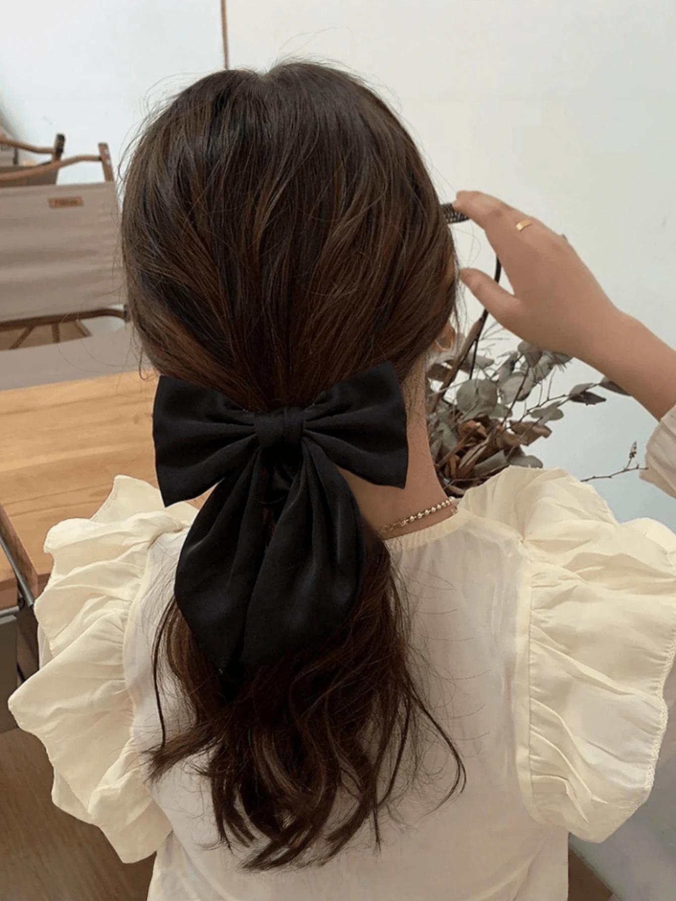 New Velvet Snowflake Bow Hair Clip, Holiday Atmosphere Hairpin Claw Clip ,Hair Ties ,Scrunchy Hair Ties - Hot Pink - View 1