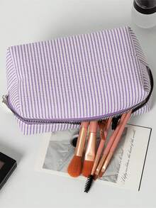 Customizable Personalized Makeup Bag With Name, Custom Makeup Organizer Pouch, Suitable For Portable Toiletries Travel, Bridesmaid Party Gift, Cosmetic Storage Bag, Bridesmaid Gift, Bridal Party Gift, Gift For Her, Custom Toiletry Bag, Makeup Bag, Multi-Functional, Solid Color, Soft, Unique, Her Ideal Gift, Girlfriend, Christmas, Valentine's Day - Multicolor - View 4