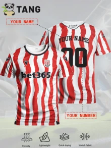 斯托克城 25/26 赛季主场定制男士足球球衣 & 男士足球衫 & 可定制姓名和号码 & 圆领舒适运动上衣 & 适合足球训练和休闲穿着 & 礼品