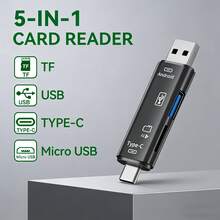 5-In-1 Type-C Card Reader, Super Practical! Built-In OTG Function, Easily Reads USB, Micro, TF, SD Cards, Widely Compatible With Apple 15-17 Series, , , Phones And Laptops, Convenient File Transfer.