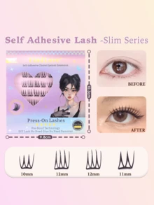 48/60簇韩国免胶假睫毛，自然款，韩系女团同款，无需胶水，漫画卡通U型假睫毛，7-11mm，预粘柔软轻盈，送给女性和女孩的礼物，韩日美妆工具 - C - 查看 6