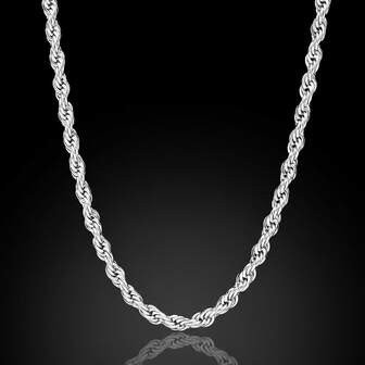 嘻哈男士金色扭链时尚编织绳项链