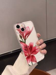 Garden Impressionist Series - Thick Oil Painting Texture Hand-Painted Lily Flower Design Transparent Anti-Fall Soft Phone Case Compatible With Apple 17/17 Pro/17 Pro Max/17 Air/16/16 Plus/16 Pro/16 Pro Max - Multicolor - View 4