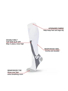 男女通用压缩袜一双装 - 运动支撑袜，适合跑步、徒步、骑行、马拉松、工作等运动。 - 白色 - 查看 4