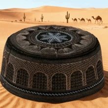 3pcs/2pcs/1pc Classic Ramadan Prayer Kufi Hat, Islamic Kufi Cap, Embroidered Turkish Arabic Flat Top Sun Hat (Head Circumference 58cm/22.8in), Suitable For Daily Wear, Festivals, Vacations, Ramadan Prayers - Multicolor - View 7