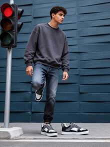 男士時尚簡約休閒運動鞋，防滑學生跑步鞋，帆布透氣運動鞋