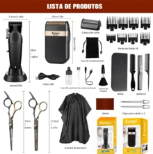 KM principiantes barbero barbero km-2024 + km-2296 +2 juegos de herramientas de máquina de tijeras, 3 en 1 combinación, le permite experimentar la diversión de las compras múltiples, regalo perfecto para los hombres, negro - Negro - Ver 2