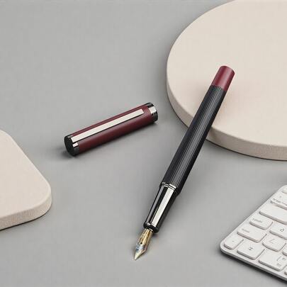 A High-Quality Colored Metal Calligraphy Fountain Pen With Smooth Ink Flow - Fine Nib/ Suitable For Handwriting Practice And Office Writing/ The Perfect Gift For Diaries, Beginners In Calligraphy And Professionals/ A Pen For Students To Practice Writing/ Replaceable