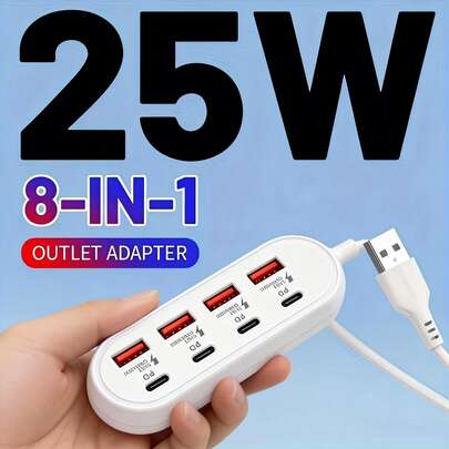 升级版 8 合 1 USB 集线器：3 种线缆长度可选，流线型椭圆设计，支持 25W 快充，可同时为多个设备充电