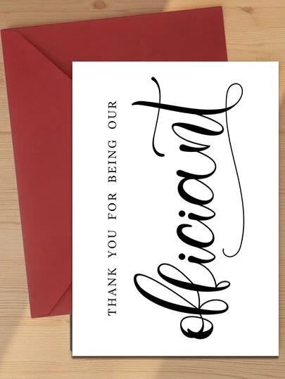 1pc Personalized Wedding Thank You Card, Suitable For Officiant - Elegant Wording - Appreciation For Wedding Ceremony - English Greeting Card Suitable For Any Recipient