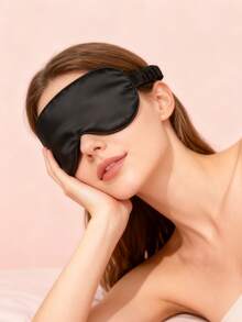 1/2/3pcs Sleep Mask Blindfold With Adjustable Strap, Super-Smooth Soft Natural Eye Cover Eyeshade For Sleep Travel Nap, Black,Pink - Black - View 4