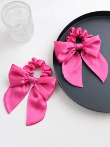 New Velvet Snowflake Bow Hair Clip, Holiday Atmosphere Hairpin Claw Clip ,Hair Ties ,Scrunchy Hair Ties - Hot Pink - View 4