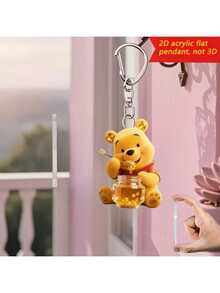 迪士尼2D平面钥匙扣“小熊维尼和蜂蜜” | 可爱又温馨的配饰，采用耐用亚克力材质，官方授权圣诞装饰品，适用于汽车、包包等。圣诞礼物。2D平面情人节粉色钥匙扣，斋月礼物 - 彩色 - 查看 10