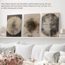 3幅复古墙面艺术海报，帆布画，装饰艺术品，大地色系，复古抽象，树木年轮，自然图案，质朴木纹，农舍风格装饰，带框或不带框可选，房间装饰，家居点缀，宿舍，酒店，客厅，卧室，浴室，办公室墙面装饰，礼品 - A - 查看 11