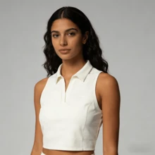 LI-NING Damska bezrękawnikowa koszulka polo do tenisa w jednolitym kolorze APLV880