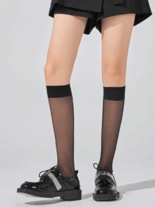 3 Pairs/Pack Women's 15d Black Stockings, Anti-Hook Core-Spun Silk Stretchy Thigh-High Socks, Suitable For Various Occasions And Halloween Costume, Fall, Cozy - Black - View 4