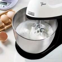 Un combo de batidora de pie y batidora de mano de 7 velocidades, con un bol de acero inoxidable de 2L, una batidora eléctrica y manual con dos batidores y dos ganchos para masa, y una batidora eléctrica silenciosa. - Tipo de Enchufe B USA (110-127V) - Ver 6