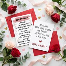 Funny Birthday Card For Him, "Glad We're Growing Old Together & You Have A Head Start" Humorous Card For Husband, Boyfriend, Best Friend - Red Heart Design - Single Piece - View 2