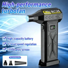 1pc Cordless Turbo Fan, Portable Personal Use Fan, Rechargeable Handheld Fan With Type-C Fast Charging, Large Capacity Battery, Digital Display, LED Lighting, Includes Multiple Adapters, Suitable For Home, Computer, Car, Cleaning, Black ABS Material, Fashionable And Compact Design! - High-quality Turbo Fan - View 12