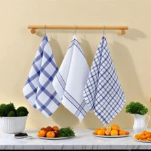 3/6/9pcs Cotton Blend Blue Plaid Kitchen Placemats, Easy To Clean Dishcloth, Multipurpose Cleaning Cloth, Dish Towel - Blue - View 10