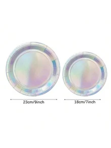 100/50/30/20/10pcs 7inch/9inch Disposable Plates, Thick Paper Plates, Leak-Proof, 3-Second Cleanup, Party/Camping/Home Use, Reusable, Birthday, Graduation, Christmas, Thanksgiving, Halloween Tableware - Silver - View 4