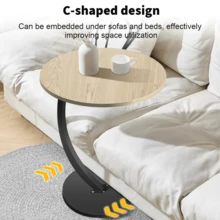 Lislark C-Shaped Sofa Side End Table Coffee Laptop Table,Lightweight Mobile Bedside Storage Rack,Living Room Bedroom - Wood Color - View 7