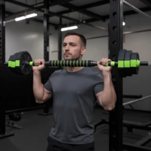 Einstellbares Kurzhantel-Set mit rutschfestem Griff, 4-in-1 verstellbare Gewichte, verwendbar als Langhantel, Kettlebells, Liegestützständer, Fitnessübungen für Frauen und Männer, Heimtraining 20 kg - Schwarz - Übersicht 2