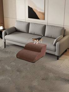 1pc Plush Warm Pet Stair Ramp, Elderly/Small Dog Assistance Ladder, Protect Every Step, Easy Up And Down, Love Lasts Longer. Sofa Bed Dog Steps, Washable Sponge Pet Stairs For Sofa, Bed, Teddy, Small Pets - Coffee Brown - View 9