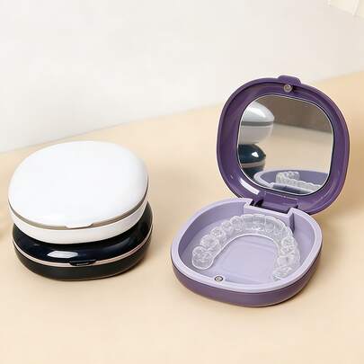 1pc/2pcs Portable Dental Retainer Case, Soaking Box, Orthodontic Appliance Storage Box, Convenient Orthodontic Retainer Container