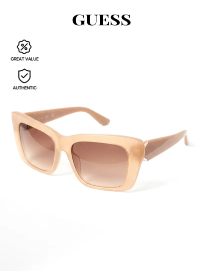  GUESS Sunglasses GU7890-57Fshiny Beige / Gradient Brown - Stylish Retro Vintage Sunglasses For Women And Men Unisex - Chic Retro Shades - Durable Lightweight - UV Protection