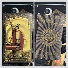 经典星空金色轮盘PET塔罗牌礼盒套装 - 78张黑金塔罗牌，适合初学者，多模式原创塔罗牌 - 塔罗牌指南，塔罗牌含义详解（适合初学者和专家），尺寸：4.7英寸*2.8英寸（12厘米*7厘米），命运，占卜，神谕卡，圣诞节，万圣节，感恩节，礼物，算命，未来，预言，塔罗牌礼品 - 彩色 - 查看 2