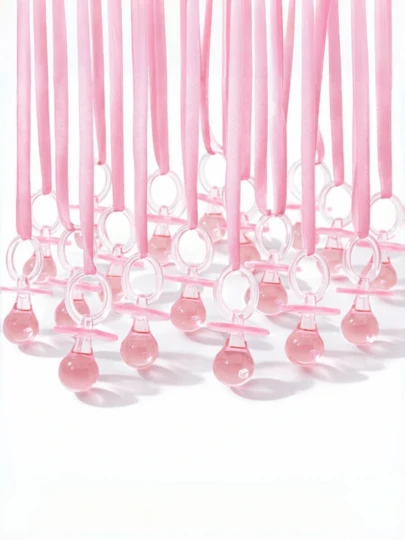 Pacifiers For Baby Shower Game, 30PCS Plastic Pacifiers For Baby Shower Decoration DIY, Large Size Baby Shower Pacifiers, Gender Reveal Party Table Scatter/Hunt Baby Shower Game Props(Pink, 2.75 In)