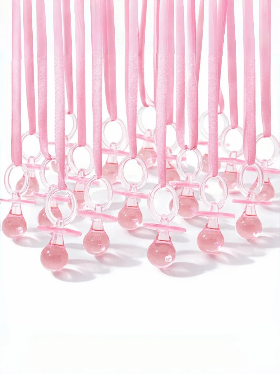 婴儿派对游戏用奶嘴，30个塑料奶嘴，用于婴儿派对装饰DIY，大号婴儿派对奶嘴，性别揭晓派对桌面散落物/寻找婴儿派对游戏道具（粉色，2.75英寸） - 彩色 - 查看 1