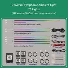 FILIPLI Kit de iluminação ambiente para carro Symphony 18 em 1 com duas zonas, LED RGB de cores vibrantes, controle por aplicativo, compatível com BYD. - HC - Ver 9