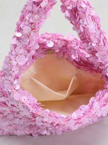 1件雕塑感包包，优雅亮片闪耀简约女士手提包/手拿包，适合晚宴、夜总会、盛大晚会等场合。 - 淡紫色 - 查看 7