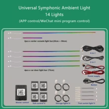 FILIPLI Kit de iluminação ambiente interna para carro 18 em 1, fitas de luz neon RGB, luzes decorativas coloridas, controlado por aplicativo. - HC - Ver 11