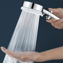 5-Mode Silver Chrome Plated Handheld Shower Head With On/Off Switch, High Pressure Bathroom Shower Sprayer, For Shower Use Only - Silver - View 2