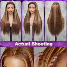 8-34 Inch 13x4 Lace Front Wig Human Frontal Hair Black Wigs Straight Hair 5*5 HD Lace Closure Wig 200% Density Pre Plucked Natural Hairline Blended Hair Wigs Brazilian Straight #P4/27 Highlight Color Glueless Lace Front Wig For Women Party Festival Daily Use - SP4/27 - View 3