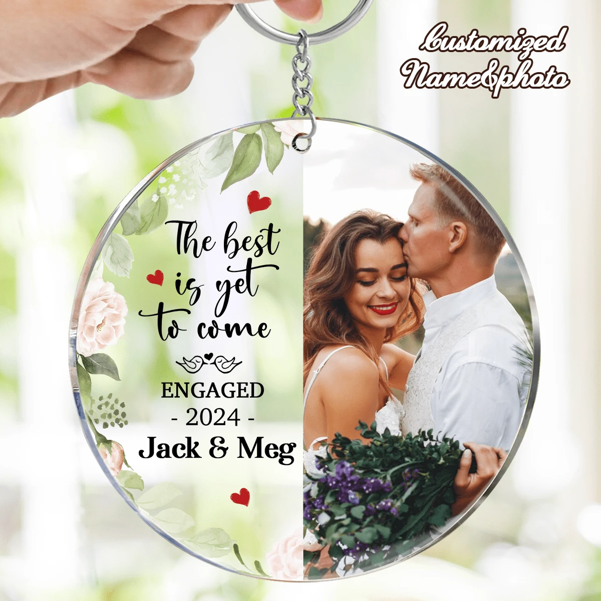 Customized Newlywed Couple Keychain: "The Best Is Yet To Come" - Personalized Keychain, Valentine's Day Gift, Anniversary Gift, Happy Valentine's Day - Multicolor - View 1