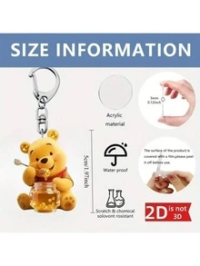 迪士尼2D平面钥匙扣“小熊维尼和蜂蜜” | 可爱又温馨的配饰，采用耐用亚克力材质，官方授权圣诞装饰品，适用于汽车、包包等。圣诞礼物。2D平面情人节粉色钥匙扣，斋月礼物 - 彩色 - 查看 7