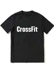 2026 Summer New Crossfit Announced The Most Suitable men's Black Short Sleeve T-Shirt Tshirt Single Item For Saless - Negro - Ver 1