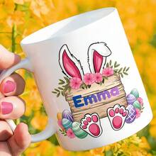 Customized Easter Alphabet Name Mug, Rabbit Initial, Rabbit Easter, Custom Name Mug, Romantic Easter Gift For Boyfriend, Girlfriend, Him, Her - Multicolor - View 10