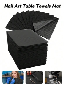 20pcs Black Disposable Table Mat Nail Art Waterproof Nail Paper Towels Clean Pads 3 Lays Protection Manicure Napkins - Black - View 2