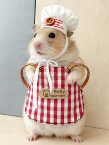 可调节厨师帽和围巾套装，适用于仓鼠、蜥蜴、狨猴、鹦鹉的服装和配件 - 彩色 - 查看 7