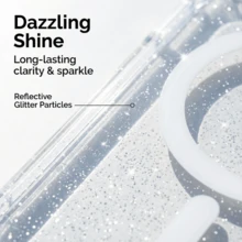 Magnetic Phone Protective Case Compatible With IPhone 17, 17 Air, 17 Pro, 17 Pro Max - Sturdy Transparent Glitter Protective Case With PC Back Cover - Clear - View 5