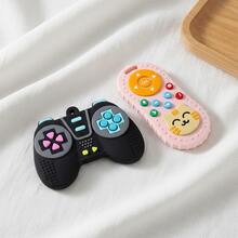 ETETOO 2pcs Baby Remote Control & Game Controller Teether Set, Silicone TV Remote Shape Chewing Toy, Sensory Buttons For Infant Gum Relief - Multicolor - View 2
