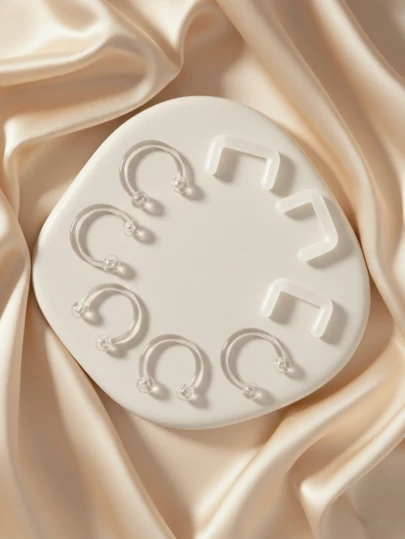 CIZME Transparent Nose Stud, Transparent Nose Ring Set, Transparent Nose Ring For Work, Nose Ring Retainer, Transparent Piercing Retainer, UV Nose Ring, Nose Stud, Nose Piercing Jewelry, Horseshoe Nose Ring, Horseshoe Piercing Jewelry, Eyebrow Lip Cartilage Ear Bone Earring Retainer, Industrial Barbell Plastic Piercing Jewelry